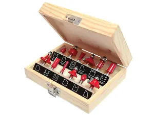 Faithfull  1/4in TCT Router Bit Set, 12 Piece FAIRBS12