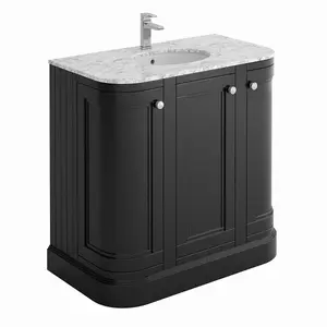 Fairmont Curved Black Floor Standing Vanity Unit (W)900mm