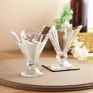 Queensway Home & Dining 10cm Diameter 2Pcs Ice Cream Cup Glass Dessert Bowl Glassware Serving Dish Set