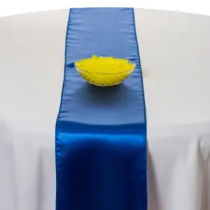 Neel Blue 11x 108 Inch Plain Satin Silk Table Runner, Royal Blue