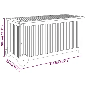 Berkfield Garden Storage Box with Wheels 113x50x58 cm Solid Wood Acacia