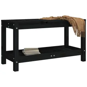 Berkfield Garden Bench Black 82.5x35x45 cm Solid Wood Pine