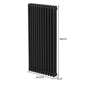 Traditional 3 Column Radiator - 1800 x 562 mm - Black