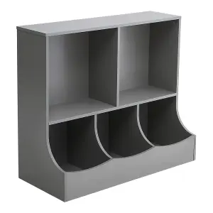 Grey 2 Tier Kids Toy Storage Boxes Open Style Child Toy Organizer Cabinet