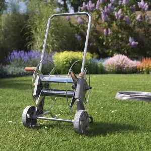 GoodHome Watering Grey Freestanding Empty hose cart With wheels