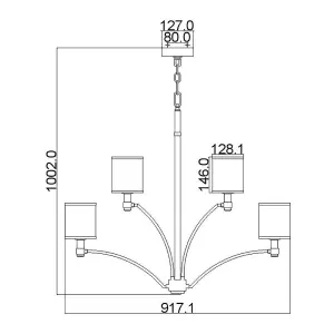 Elstead Prospect Park 9 Light Multi Arm Chandelier Satin Nickel, Chrome Finish, E27