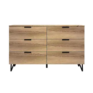 FWStyle 6 Drawer Chest Of Drawers Cracked Oak Easy Click Assembly