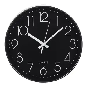 12 Inch Minimalist Wall Clock with Arabic Numerals Black