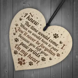 Red Ocean Pet Memorial Dog Cat Tribute Plaque Wooden Heart Grave Christmas Memorial Bauble Paw Prints On Heart Gift