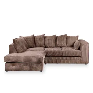 Chicago Jumbo Cord Left Hand Facing Corner Sofa Chocolate