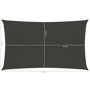 Berkfield Sunshade Sail 160 g/m2 Anthracite 2x5 m HDPE