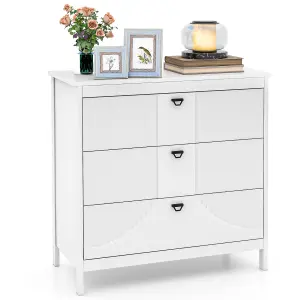 COSTWAY 3-Drawer Dresser Modern Chest of Drawers 3-tier White Side Cabinet