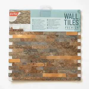 d-c-fix Slate Copper Premium Self Adhesive Composite Wall Tile 29.2cm(W) 29.7cm(H) 0.3cm(D) pack 10 (0.87sqm)