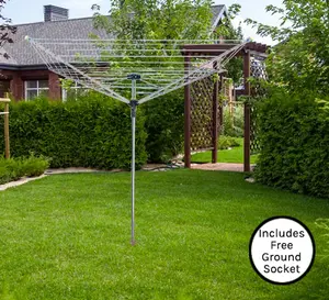 Hills Airdry 4 Arm Garden Rotary Clothes Dryer With Ground Socket - 40 Meter Washing Line