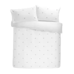 Dot Garden Cotton Solid Colour Duvet Cover Set with Pillowcases White/White Dots / King Duvet Cover + 2 Standard Pillowcases