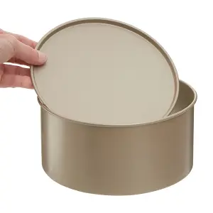 Interiors by Premier Non-Stick Round Champagne Cake Tin with Loose Base, Carbon Steel Round Cake Pan with Removeable Bottom