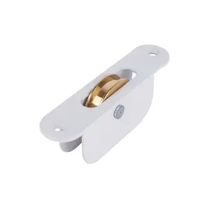 Sash Heritage 1 3/4 Inch Ball Bearing Brass Wheel Pulley with Steel Radius Faceplate - White