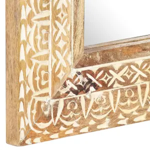 Berkfield Hand-Carved Mirror 80x50x2.6 cm Solid Mango Wood