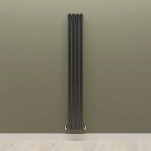 Vertical Black Single Oval Panel Radiator (H)1800mm x (W)236mm, 2516 BTU.