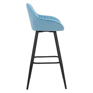 Hennen 76cm Bar Stool Black / Light Blue