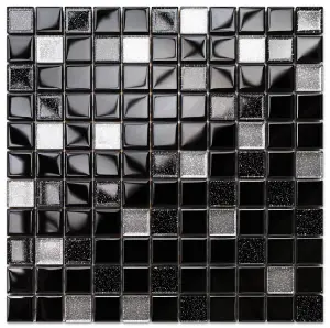 Glass mosaic on mesh for bathroom or kitchen 300mm x 300mm - Moon Night