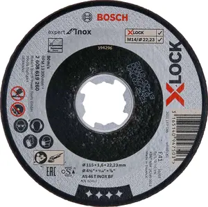 Bosch Professional X-LOCK Expert 115x1.6x22.23 Straight Cutting AS 46 T INOX BF for Inox