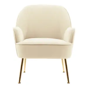 Modern Chair Velvet Armchair with Electroplated Gold Feet