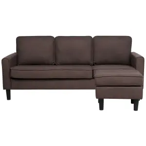 3 Seater Fabric Sofa with Ottoman Brown AVESTA