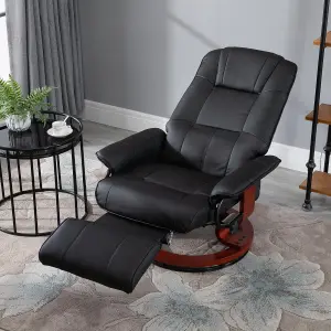 HOMCOM Ergonomic Office Recliner Sofa Chair PU Leather Armchair Lounger Black