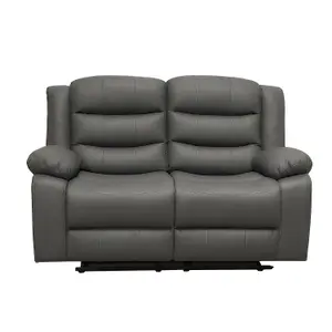 Milano Grey Leather Recliner Sofa  2 Seater