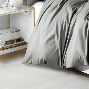 Marnisha Polyester Solid Colour Duvet Cover Set with Pillowcases Grey / Super King - 2 Standard Pillowcases