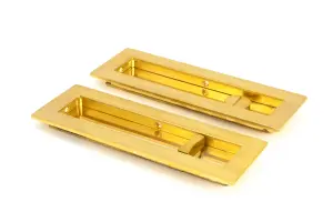 From The Anvil Polished Brass 175mm Plain Rectangular Pull - Privacy Set