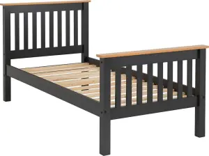 Monaco 3ft Single Bed High Foot End in Grey and Oak