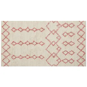 Cotton Area Rug 80 x 150 cm Beige and Pink BUXAR