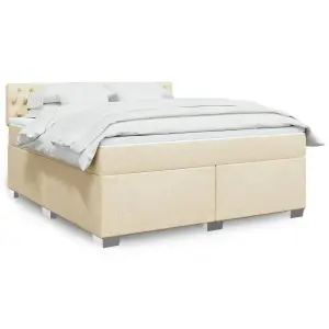 Berkfield Box Spring Bed with Mattress Cream 180x200 cm Fabric