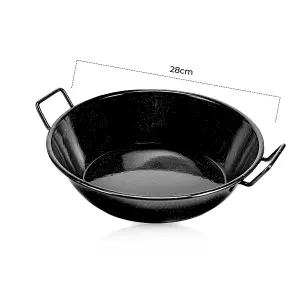 Royalford Enamel Frying Pan Wok with Handles 28 cm