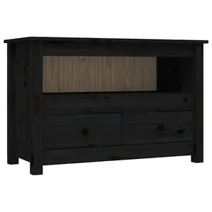 Berkfield TV Cabinet Black 79x35x52 cm Solid Wood Pine