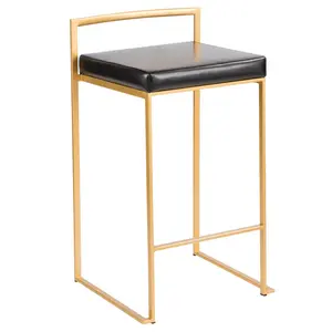 Daggett 68.5cm Bar Stool (Set of 2) Gold / Black / Counter Stool (27" Seat Height)