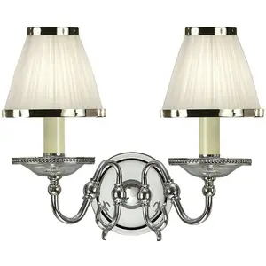 Luxury Flemish Twin Wall Light Bright Nickel White Shade Traditional Lamp Holder