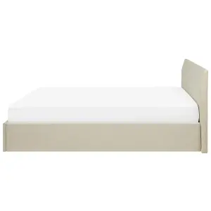 Fabric EU Super King Size Ottoman Bed Beige ORBEY