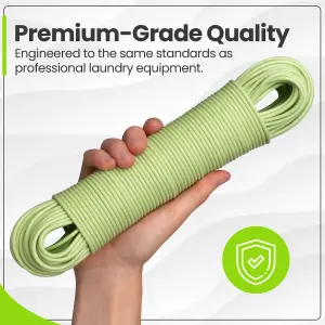 Hardys Clothes Washing Line - PVC Coated with Steel Core, Outdoor & Indoor Suitable Clothes Line, 80kg Capacity - 50m, Green