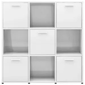 Berkfield Book Cabinet High Gloss White 90x30x90 cm Engineered Wood