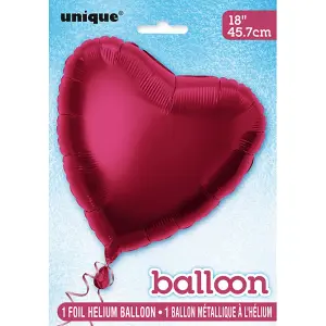 Unique Party Heart Foil Balloon (Pack Of 5) Burgundy (18in)