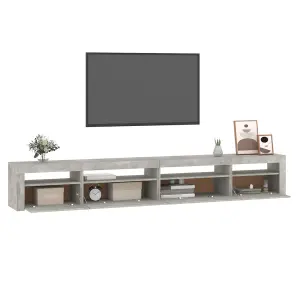 Berkfield TV Cabinet with LED Lights Concrete Grey 270x35x40 cm