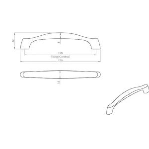 Chunky Arched Grip Pull Handle 156 x 15mm 128mm Fixing Centres Satin Nickel