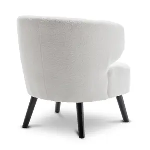 Boucle Teddy Fabric Accent Chair in White