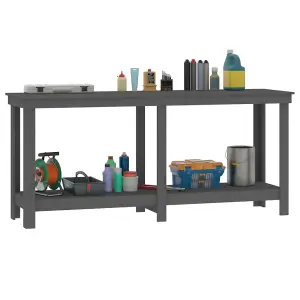 Berkfield Work Bench Grey 180x50x80 cm Solid Wood Pine