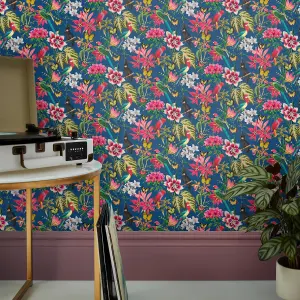 Envy Paradiso Deep Navy Floral Wallpaper