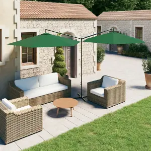 Berkfield Double Parasol with Steel Pole Green 600 cm