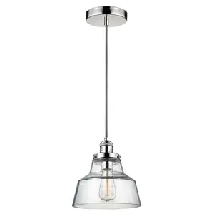 1 Bulb Ceiling Pendant Light Fitting Highly Polished Nickel LED E27 60W